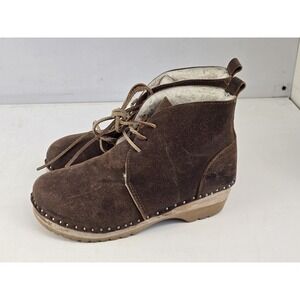 Swedish Clogs Troentorp Morris Shearling Brown Suede Size US Womens 9 / EU 40
